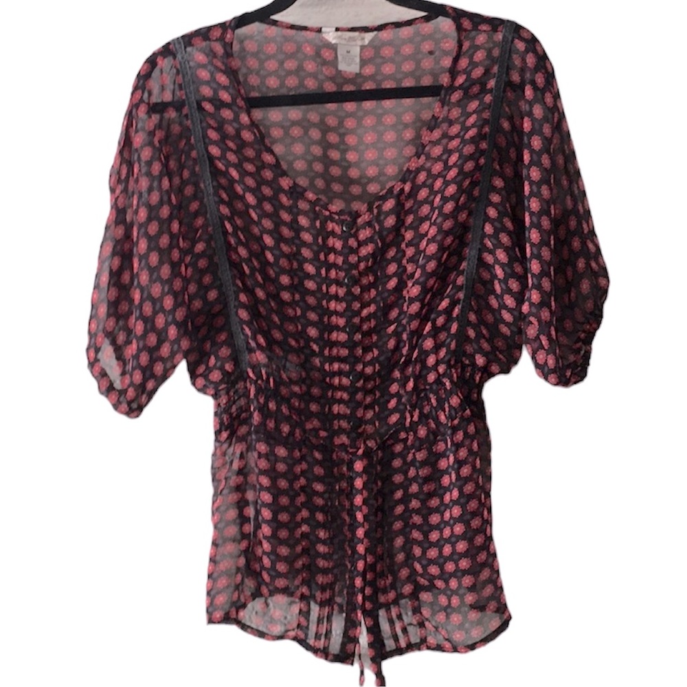 Fun & Flirt sheer button up blouse